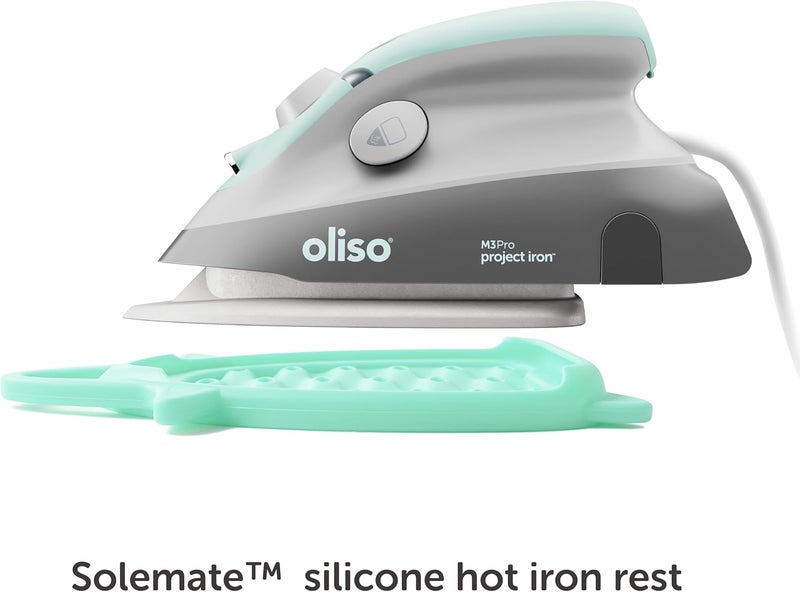 Oliso M3Pro Project Steam Iron with Solemate – 1000W Ceramic Soleplate Iron and LED Light for Sewing, Quilting, Crafting, and Travel – Aqua - Image 5